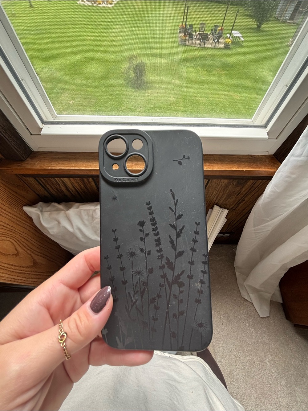 Black Floral Plastic iPhone Case